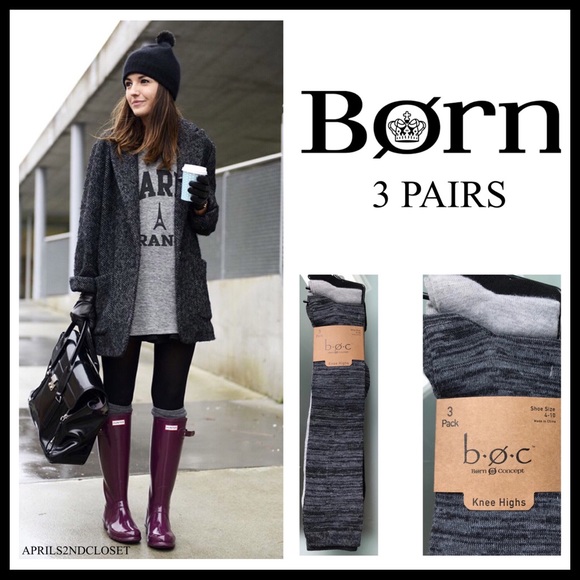 3 PAIRS B.O.C. TALL KNEE HIGH BOOT SOCKS A3C - Picture 5 of 8